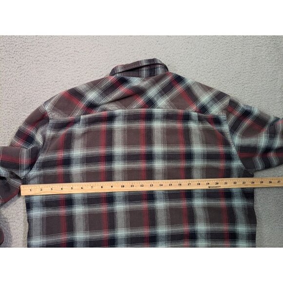 Grizzly Mountain Shirt Jacket Mens XL Flannel Red Gray Plaid Lined Shacket Snap - Picture 9 of 14